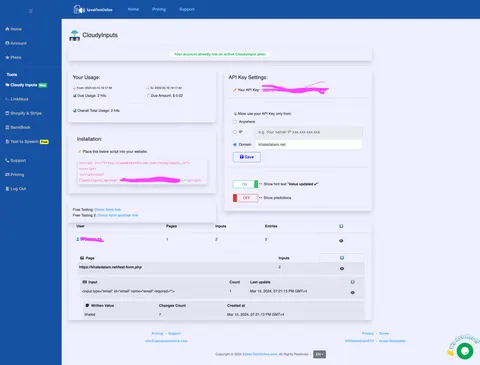 CloudyInputs | SaaS for Auto words and sentences prediction using AI and Drafting users' inputs