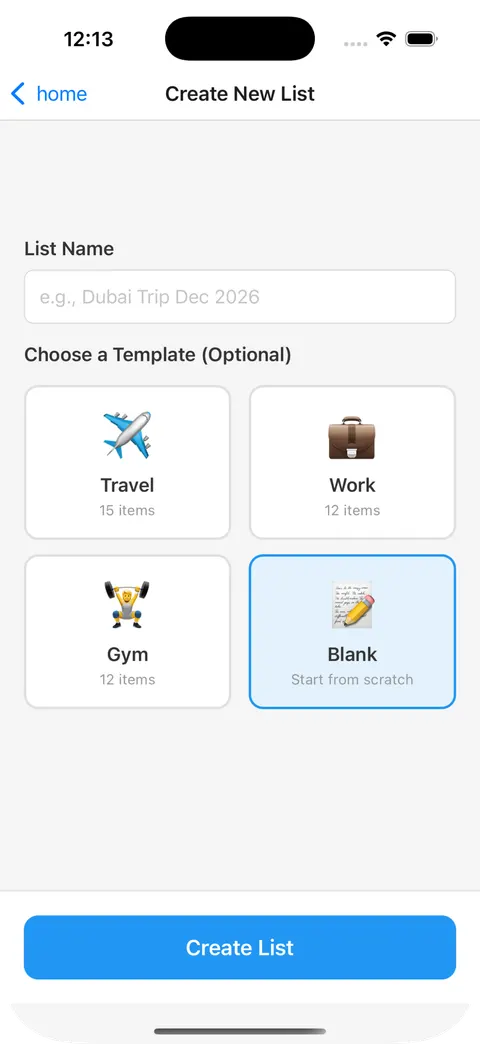 Packing List Generator (Travel / Work / Gym)